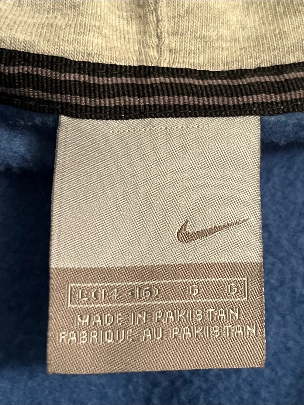 Nike Slate Blue Pullover Hoodie with Black Swoosh and Sleeve Lettering